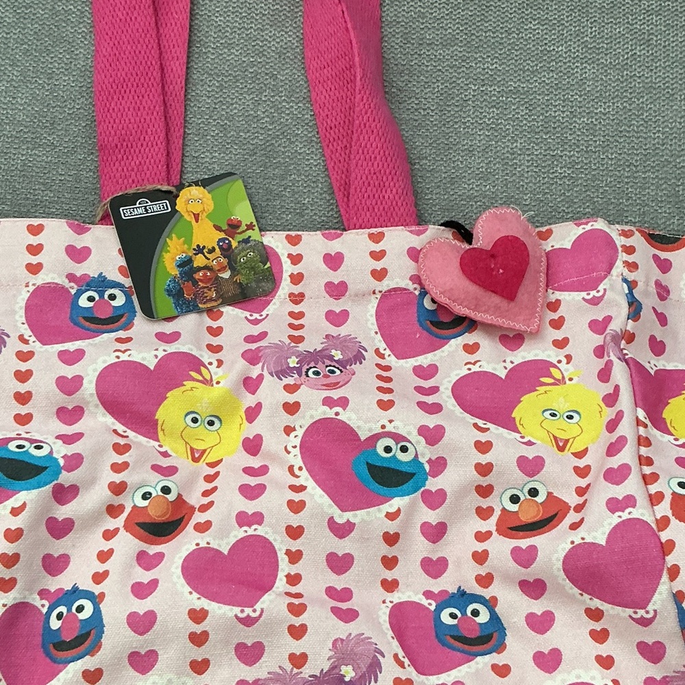Sesame Street Pink Heart Tote with Characters - Picture 2 of 3